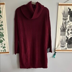 Lulu's Women's Tea Reader Burgundy Mini Sweater Dress